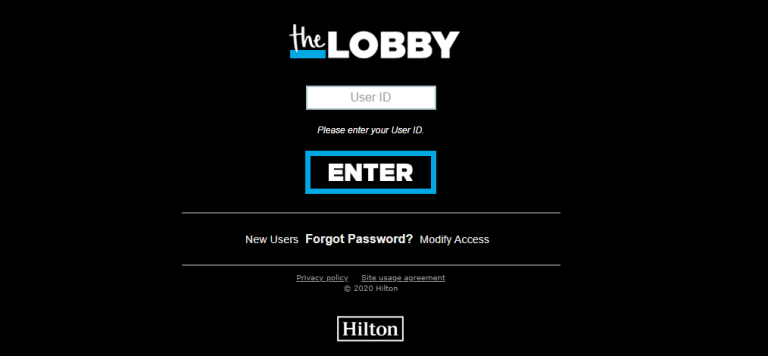 Hilton lobby login
