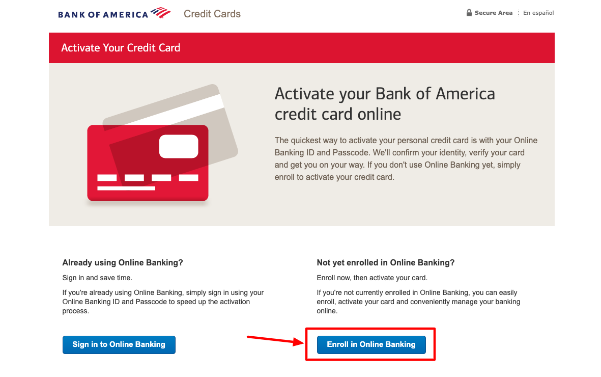 bank of america credit card enroll