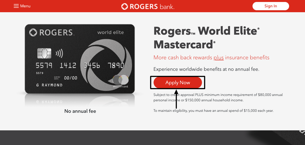 rogers mastercard application