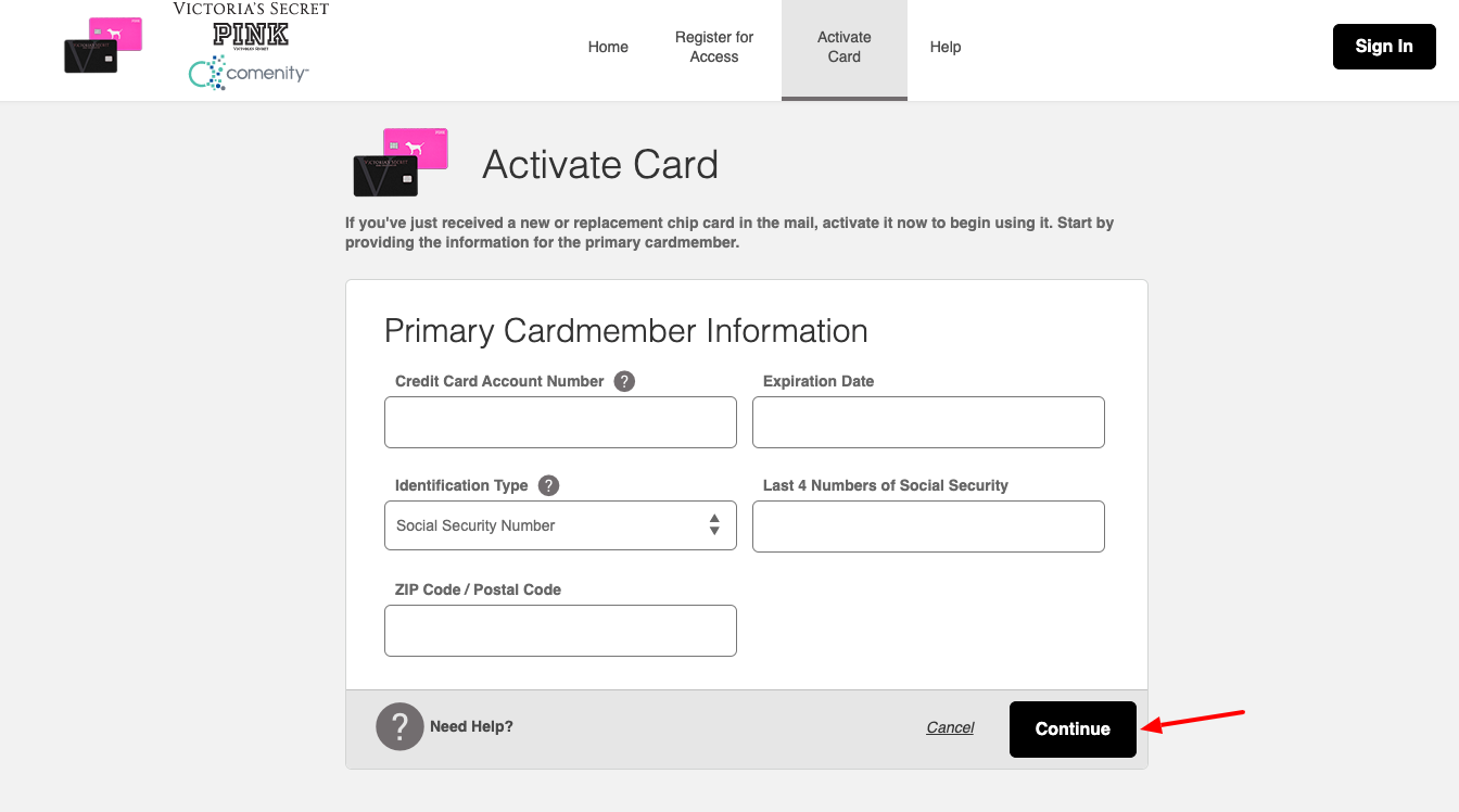 victoria secret pink credit card activation