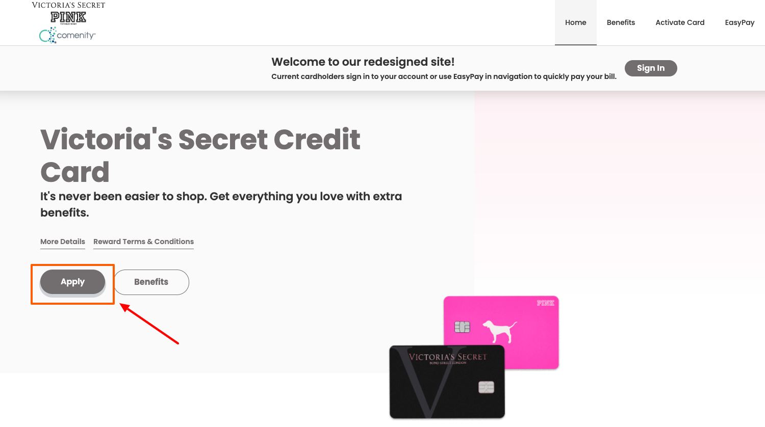 victoria secret pink credit card apply