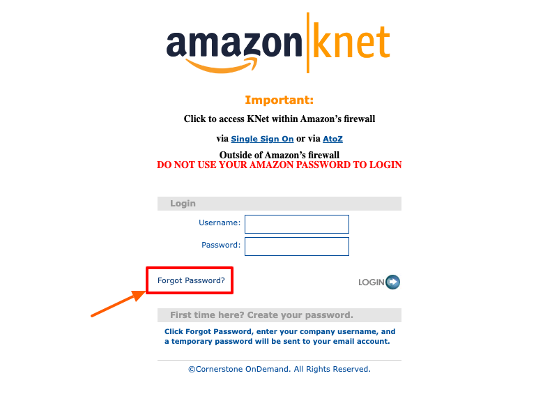 amazon knet forgot password page