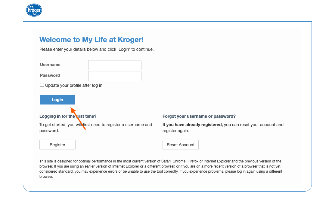 kroger retired or spouse login page