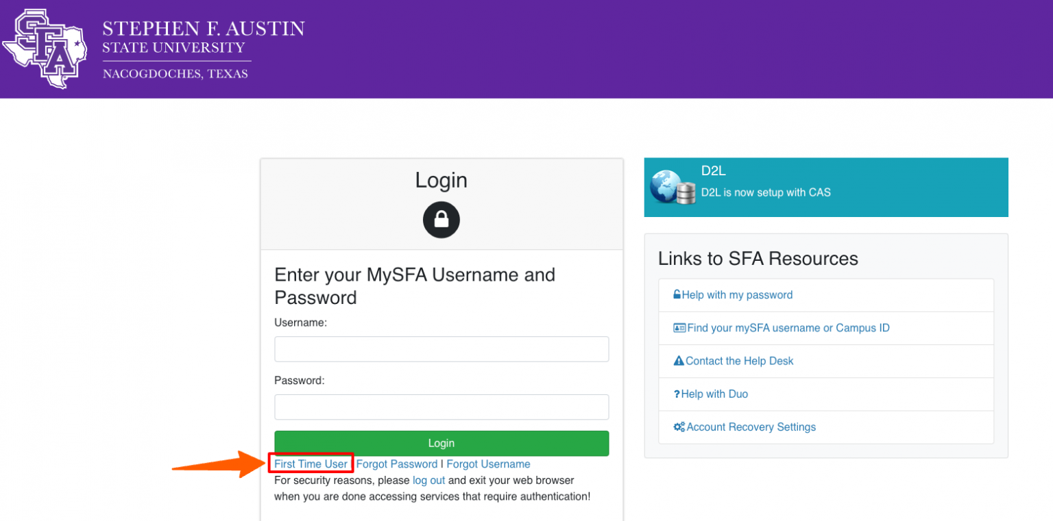 Sfa D2l Login at d2l.sfasu.edu